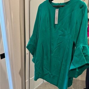 Black Halo Emerald Blouse with Ruffled Sleeves